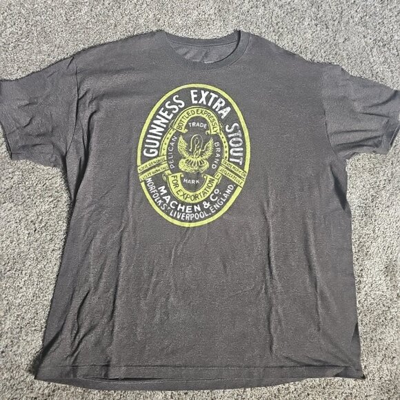 Guinness Extra Stout Liverpool England Size 2XL Gray Short Sleeve Beer Shirt - Picture 1 of 7